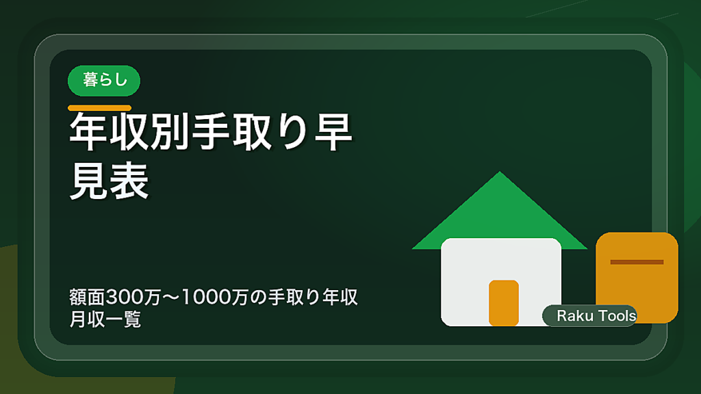 年収別 手取り早見表｜額面300万〜1000万の手取り年収・月収一覧